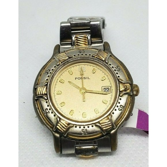 Fossil AM1991 Womens Two Tone Stainless Steel Date Watch Quartz New Battery 5ATM Fossil AM1991 Womens Two Tone Stainless Steel Date Watch  main image 3